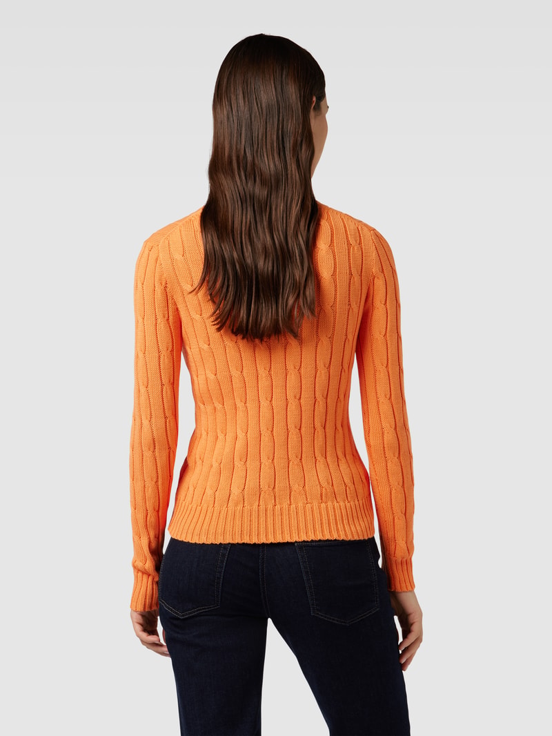 Strickpullover mit Zopfmuster Modell 'JULIANNA' in orange