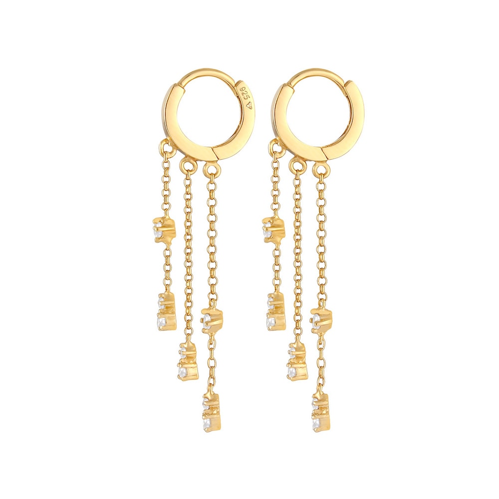 Elli Elli Boucles d'Oreilles Creolen Erbskettchen Zirkonia 925 Silber vergoldet Boucles d'oreilles