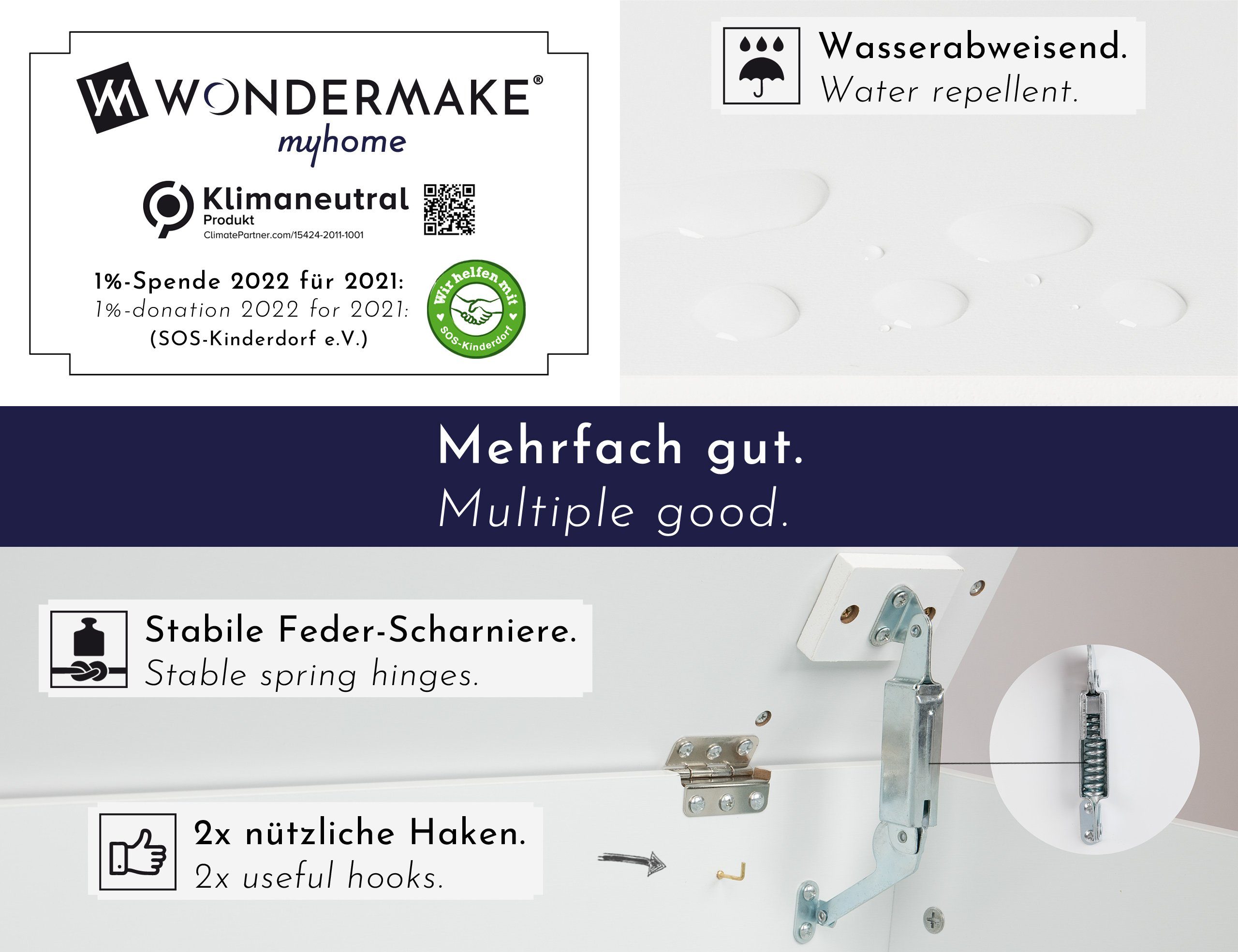 WONDERMAKE Truhe Spielzeugkiste mit Deckel aus Holz Wäschetruhe Holztruhe Holzkiste