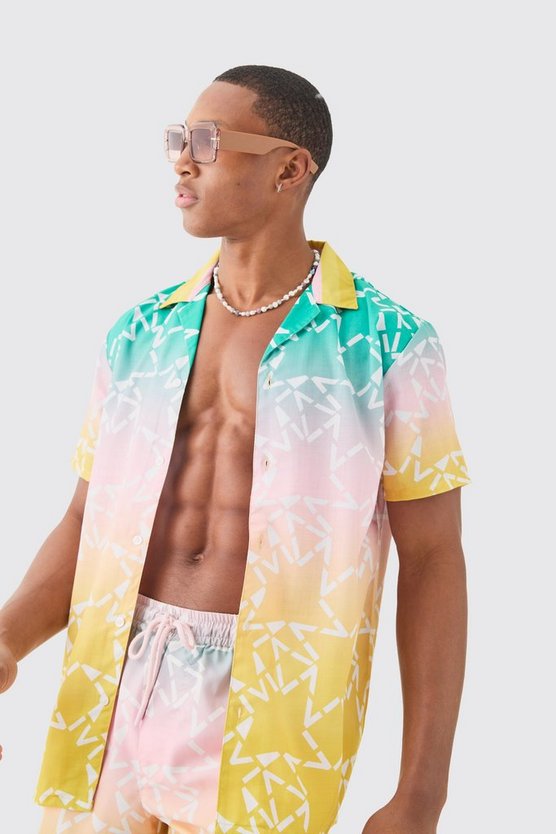Regular Ombre Hemd & Badehosen Set