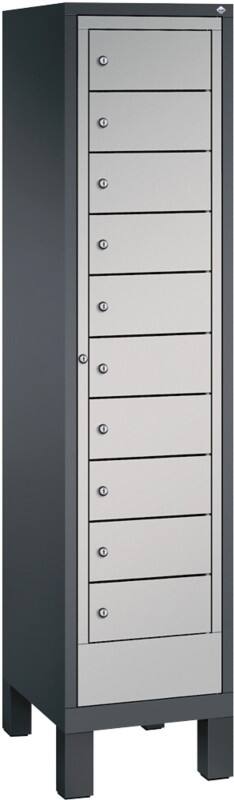 C P S 3000 Evolo Metall Schließfach 11 Türen Zylinderschloss 420 x 500 x 1.850 mm Schwarz 48060-110 S10046