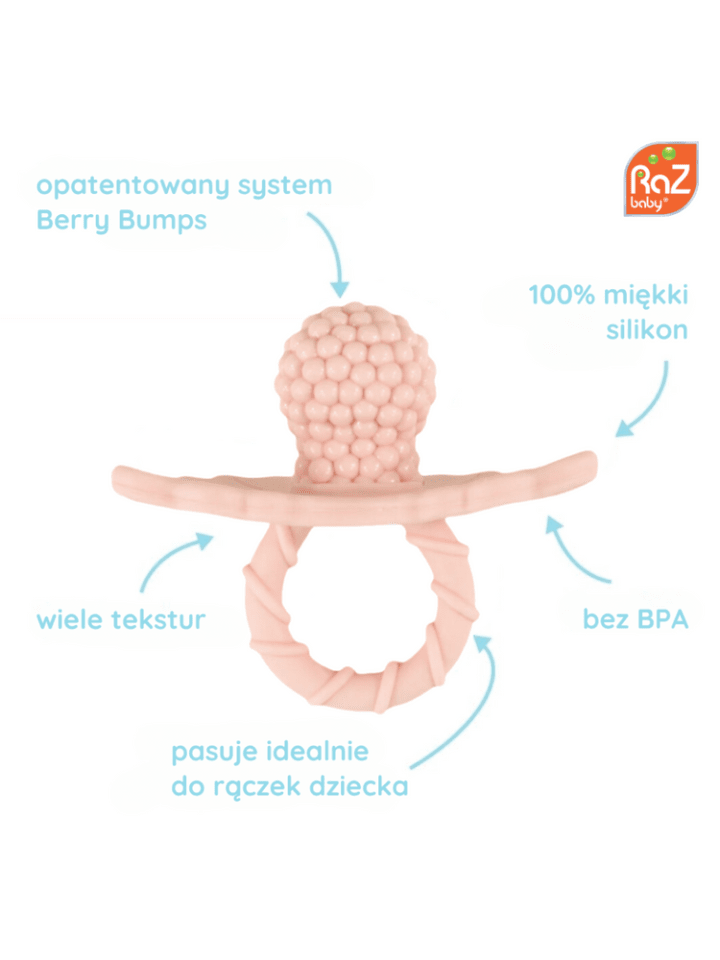 RaZbaby Beißring für zahnende Babys aus Silikon Himbeere 3M  in Rosa günstig kaufen onesize