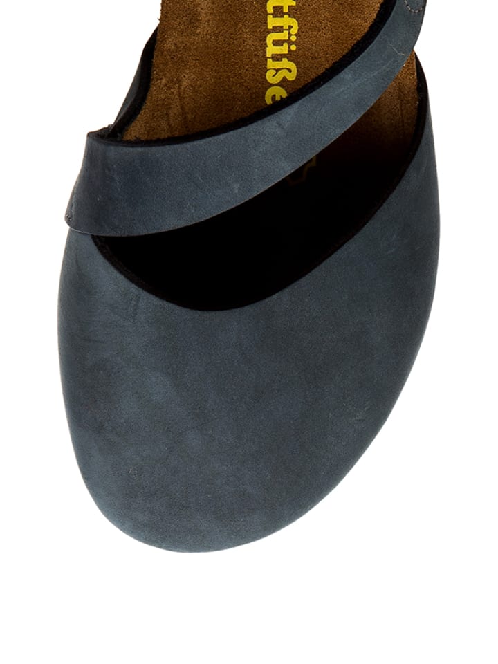 Comfortfusse Leder-Ballerinas in Dunkelblau günstig kaufen