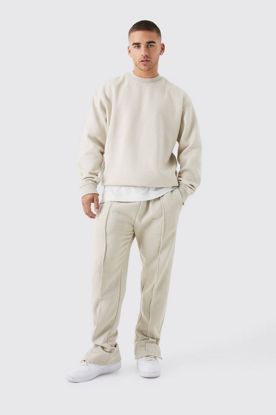 Oversize Sweatshirt-Trainingsanzug mit rohem Saum