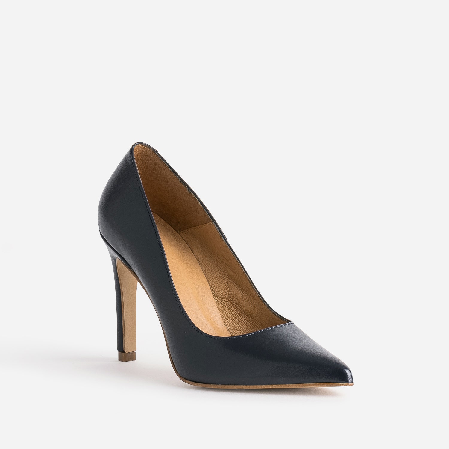 Stiletto TEXTO marine en cuir