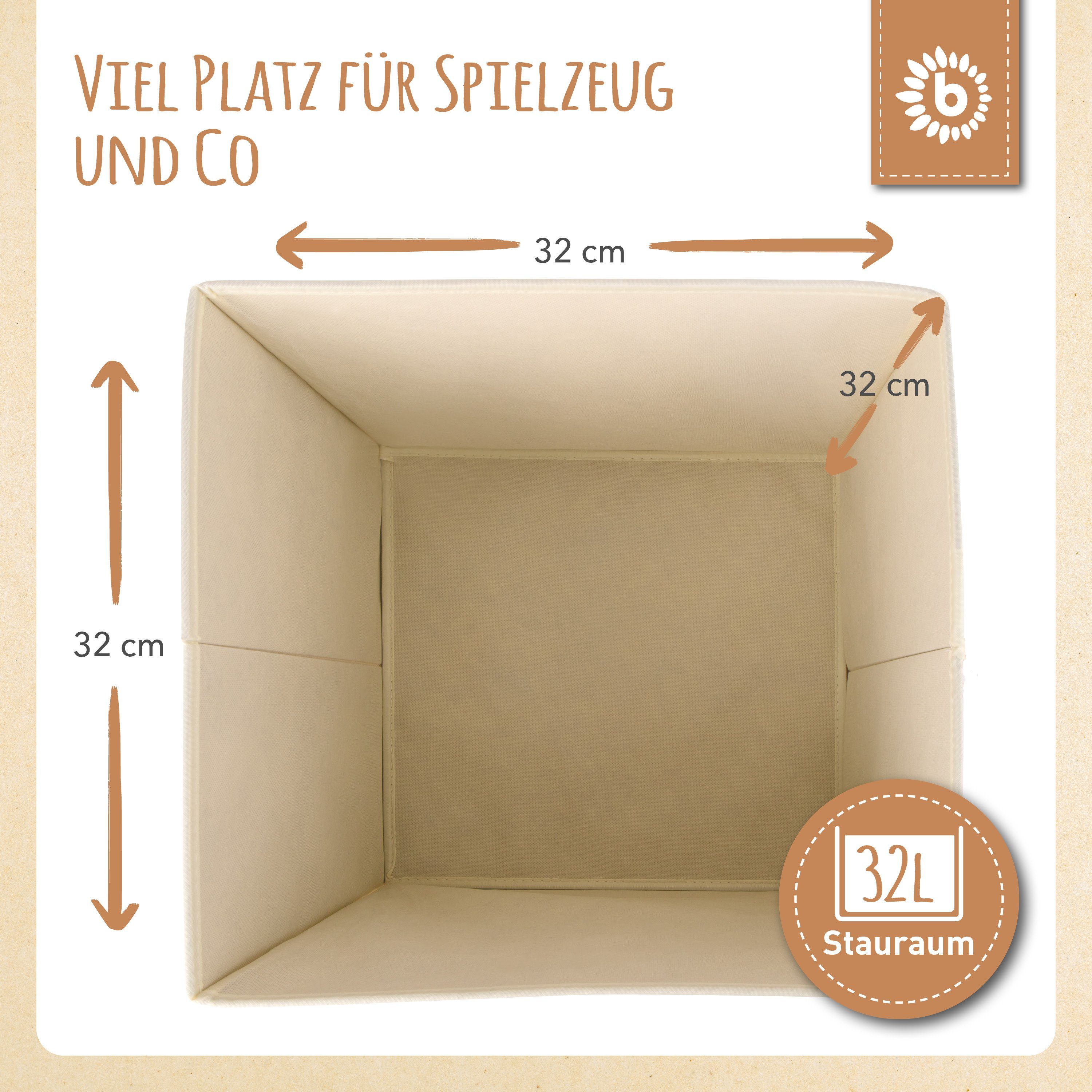 BIECO Spielzeugtruhe Bieco Aufbewahrungsbox Kinder Reh Motiv ca. 36L faltbar Süße Spielzeug Kiste für Kallax Regal Aufbewahrungsbox 33x33x33 Kallax Boxen für Spielzeug Aufbewahrung Storage Box Kallax Korb