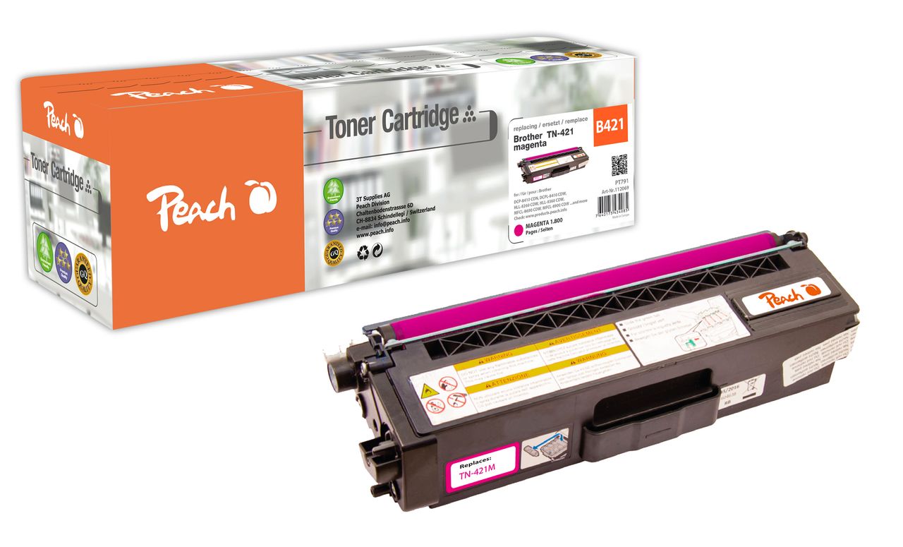 Peach Tonermodul magenta, ersetzt Brother TN-421M