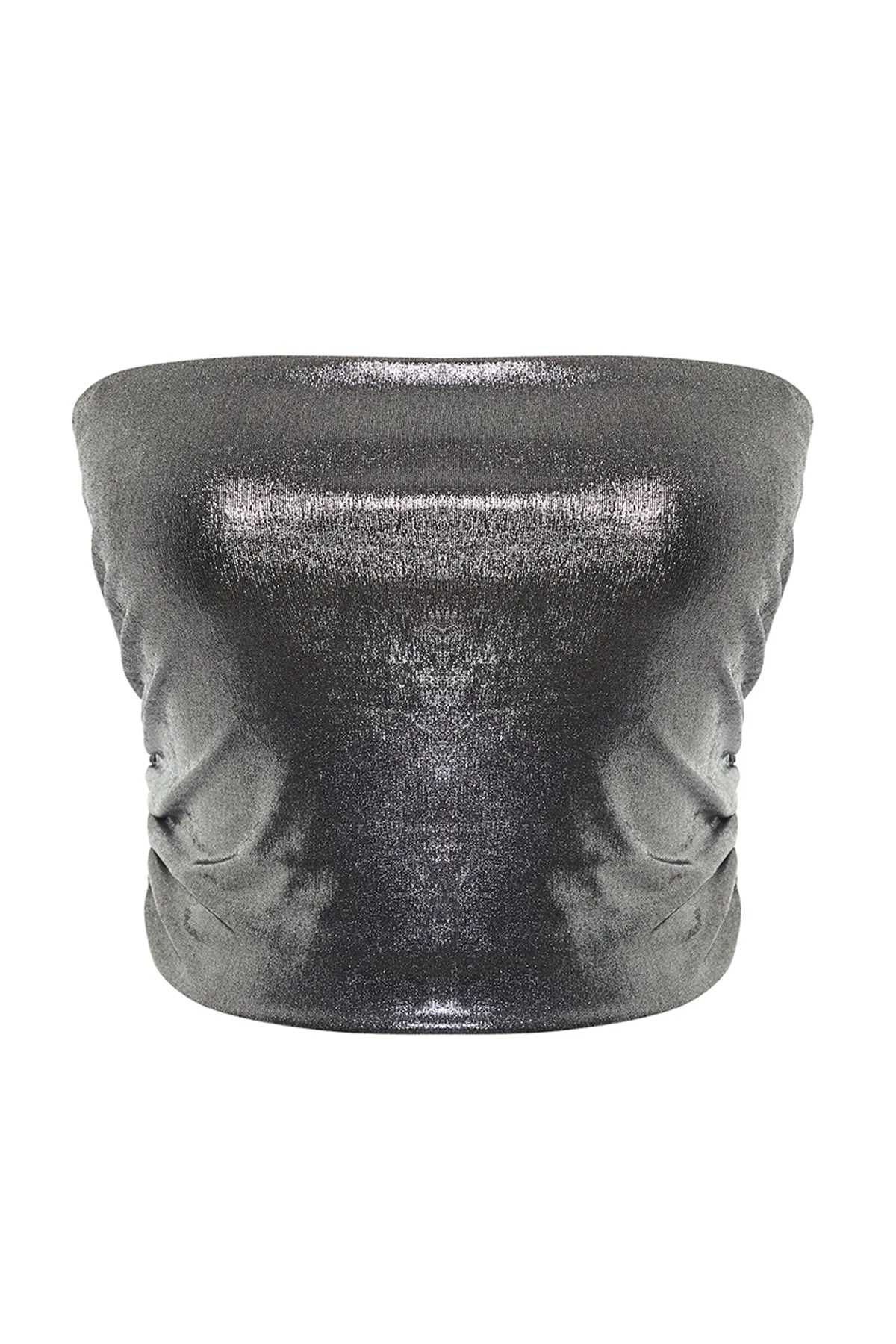 Trendyol Collection  Anthrazitfarbenes Crop-Bustier im Metallic-Look TPRSS24BS00012