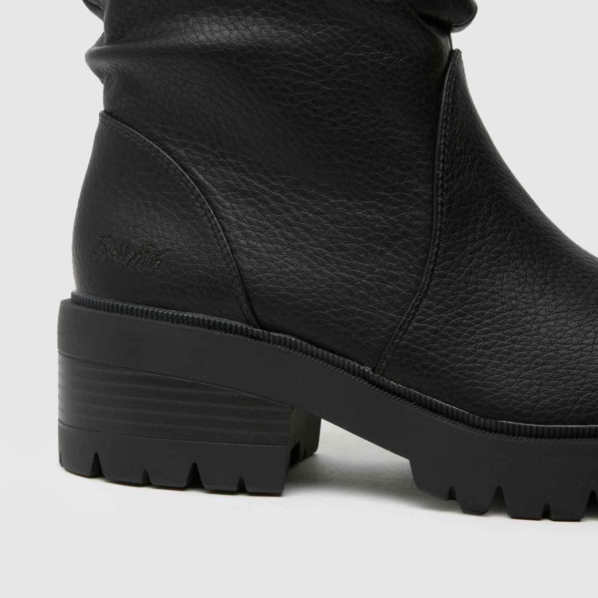 Blowfish Malibu – Svarta bikerboots med rynka i enbärsfärg