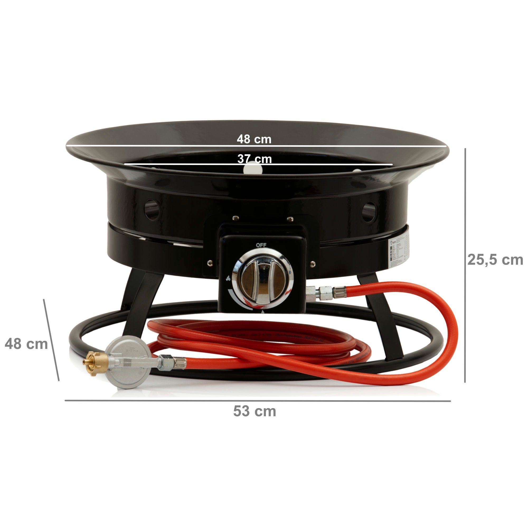 BBQ-Toro Feuerschale Gas Feuerstelle mit Lavasteinen, Ø 48 cm - 12 kW, Gasfeuerstelle