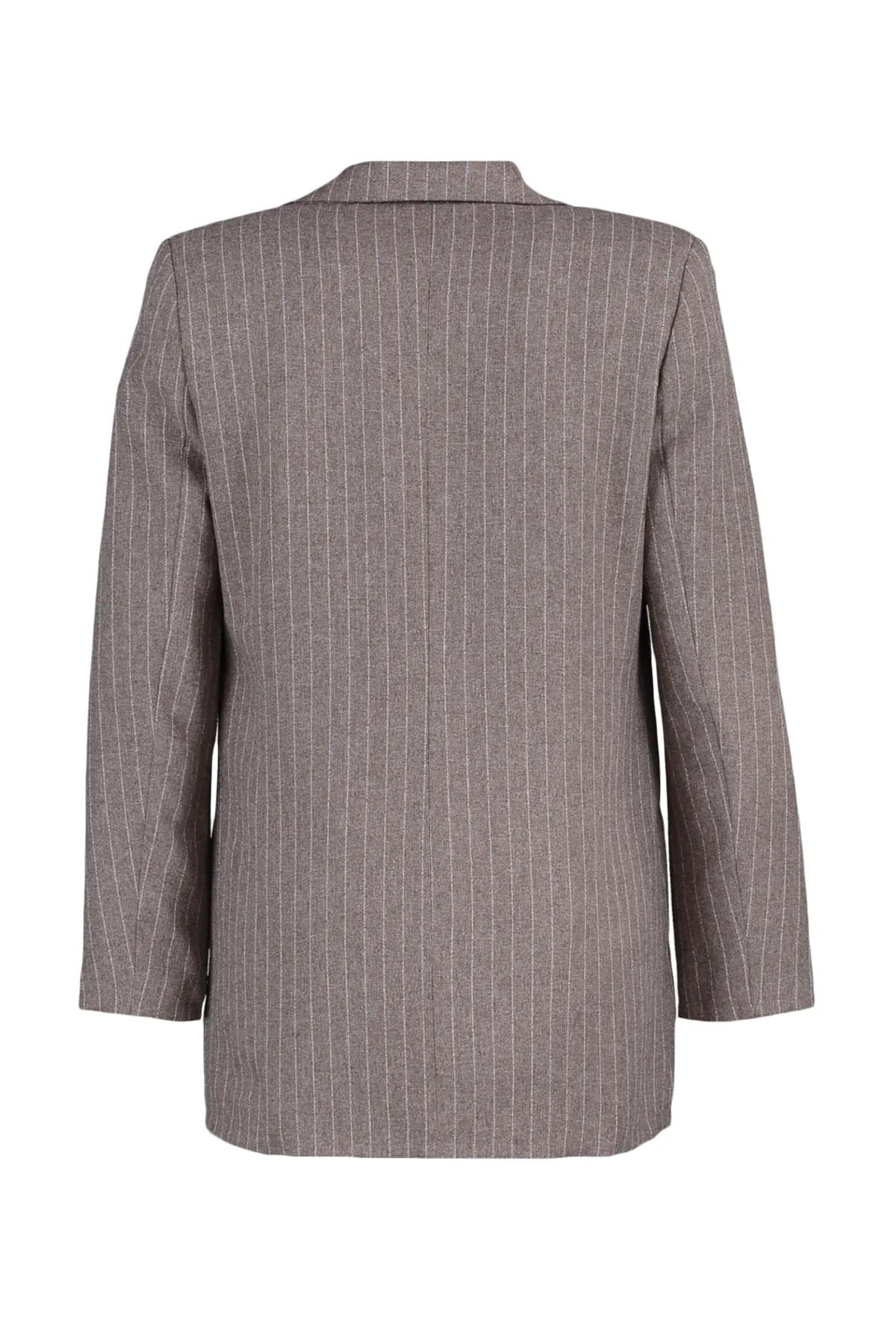 Trendyol Collection  Braune, regelmäßig gefütterte, zweireihige, gewebte Blazerjacke mit Streifenverschluss TWOAW23CE00100