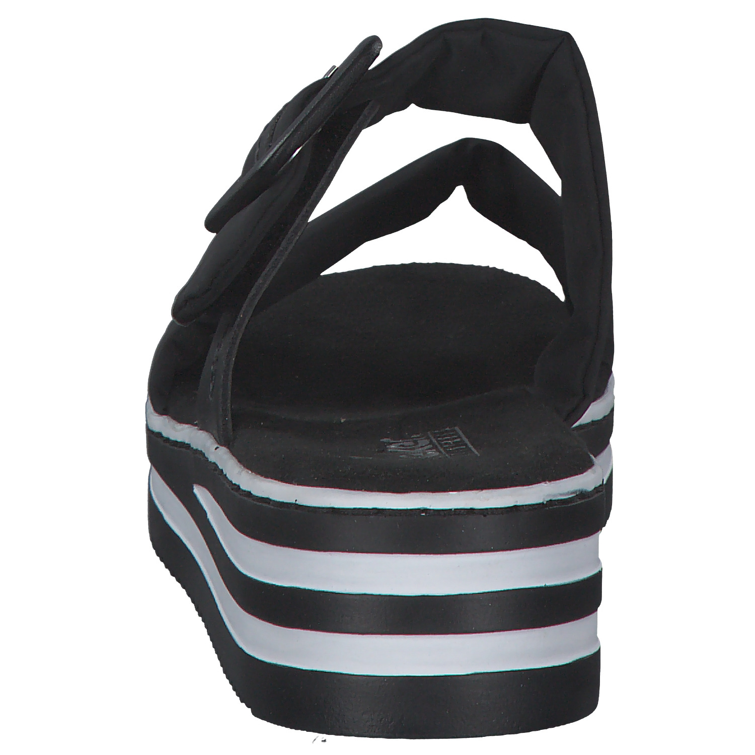 Rieker V0299, Plateau-Pantoletten, Damen, schwarz/schwarz