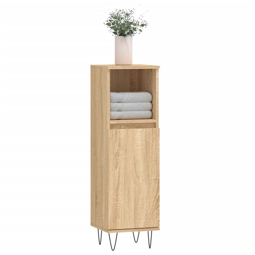 vidaXL Badezimmerspiegelschrank Badschrank Sonoma-Eiche 30x30x100 cm Holzwerkstoff (1-St)