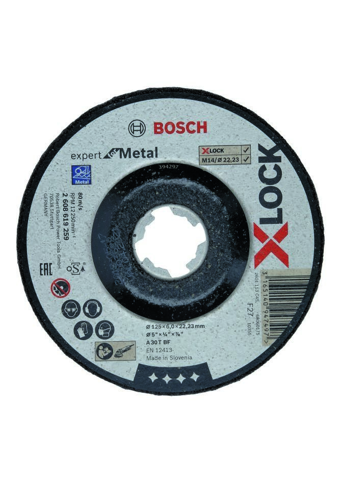 Bosch Blue Accessories 2608619259 X-LOCK avgradingsskive Expert for metall 125 mm x 6,0 mm forsenket akselhull A 30 T BF