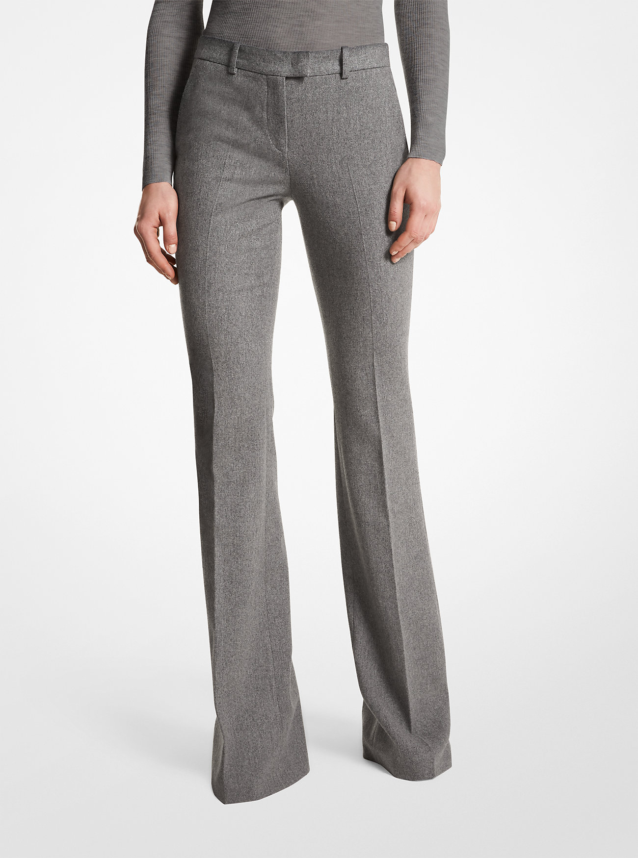 Haylee Stretch Wool Flannel Flared Trousers - BANKER GREY