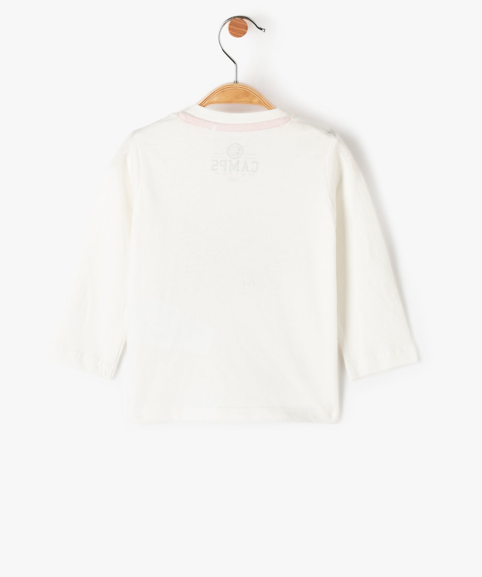 Tee-shirt bébé fille manches longues imprimé pailleté - ... ecru | GEMO