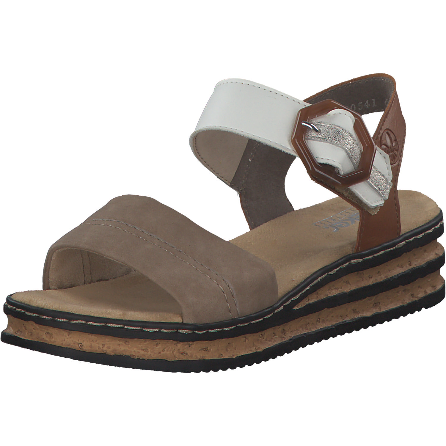 Rieker 62964, Plateau-Sandaletten, Damen, camel/offwhite/beige-gold/caye