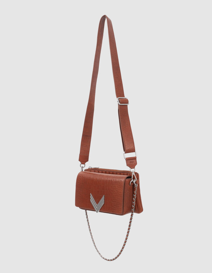 Le 111 WEST VILLAGE orange cuir embossé croco Femme
