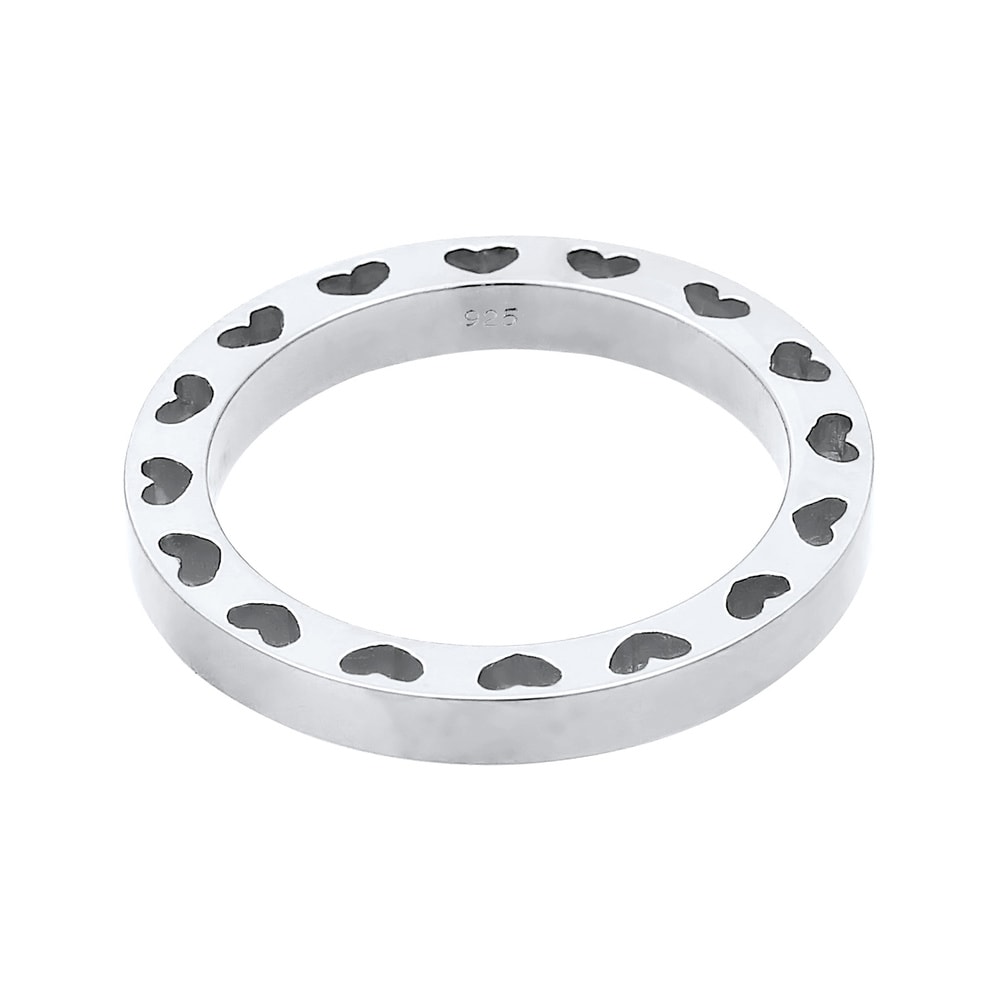 Elli Elli Bague Coeur Cut-Out Élégant Bague Femme - Argent (925/1000) Bague