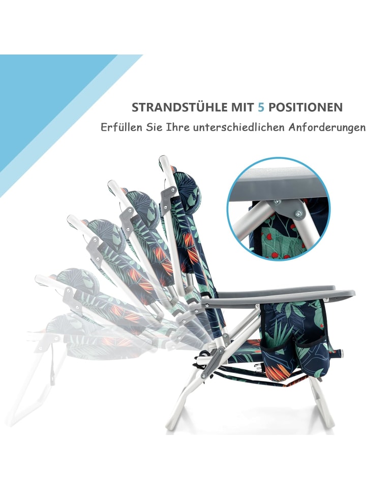 COSTWAY Strandstühle & Tisch Set in Petrol günstig kaufen onesize