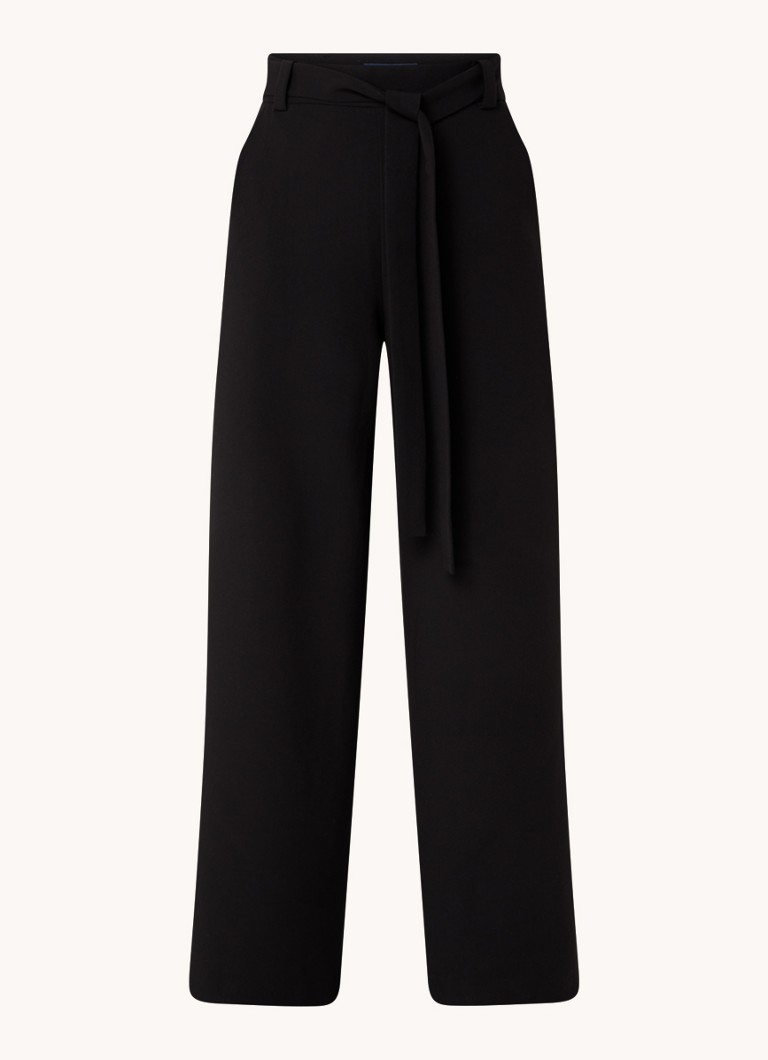 French Connection Whisper high waist wide leg palazzo trousers with drawstring