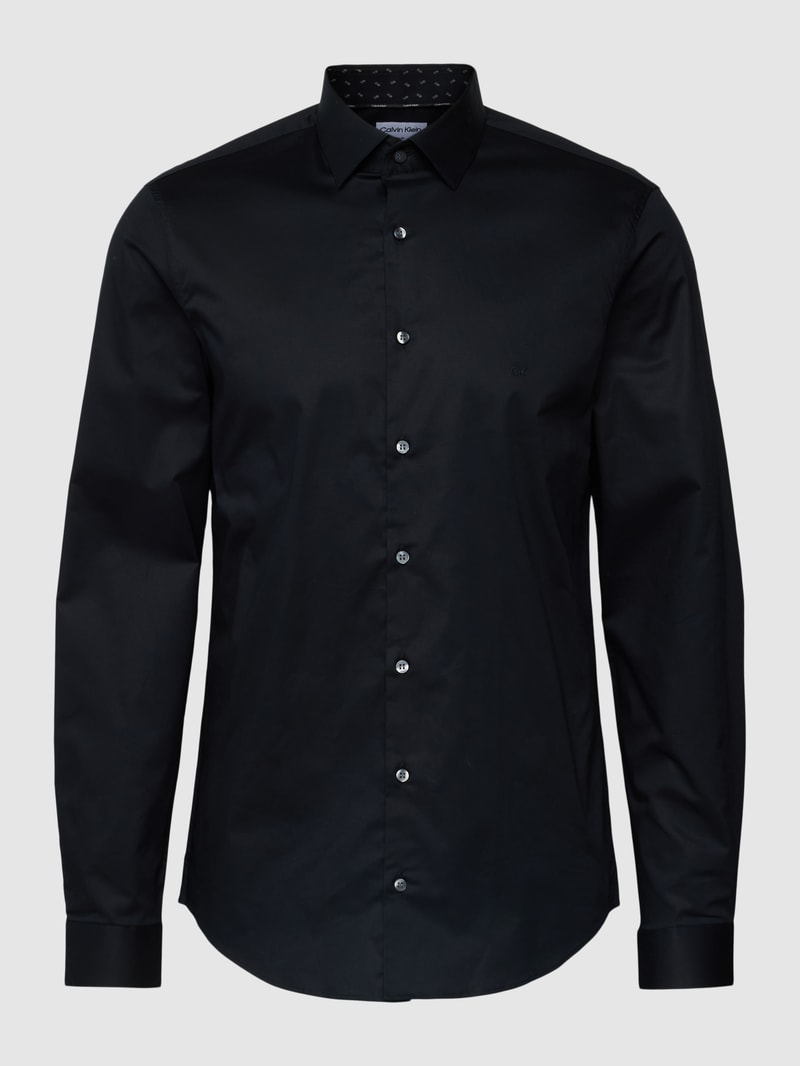 Slim Fit Business-Hemd mit Kentkragen Modell 'Bari' in schwarz