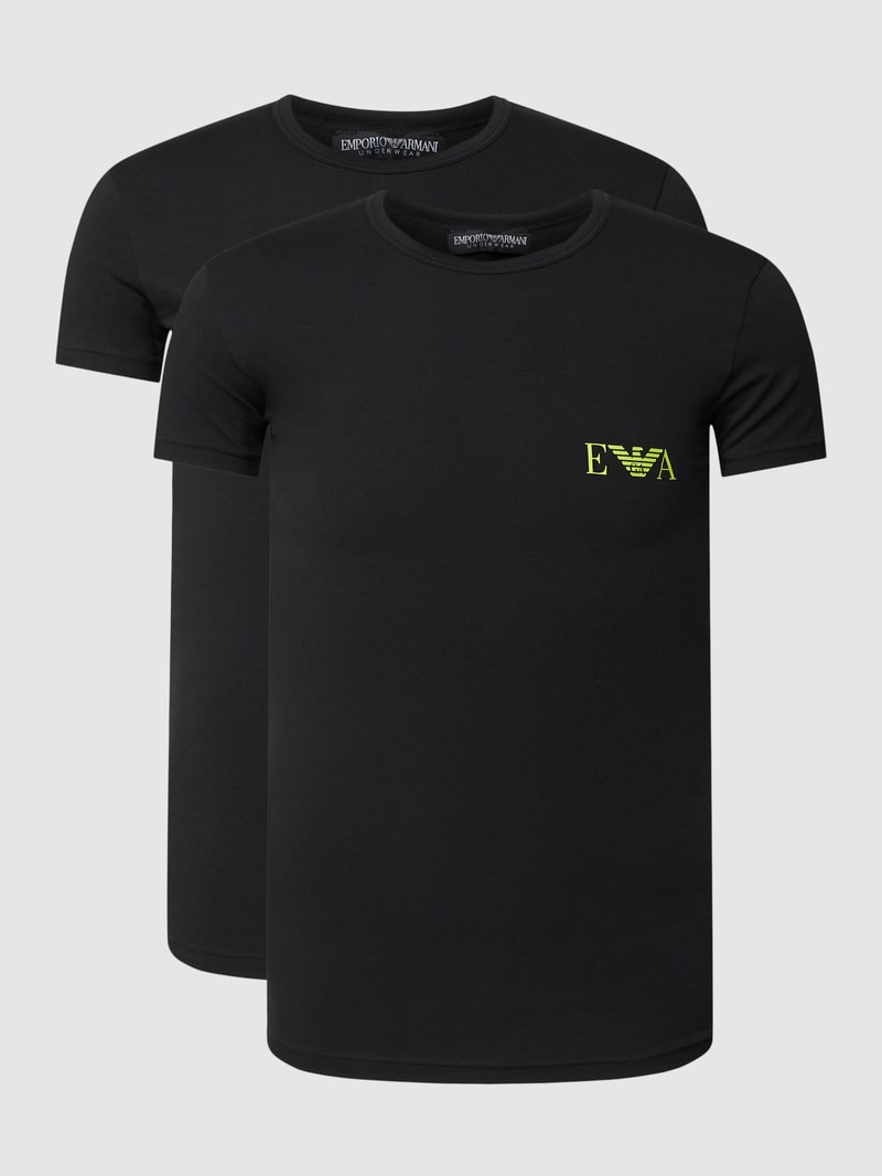 T-Shirt mit Label-Print im 2er-Pack in schwarz