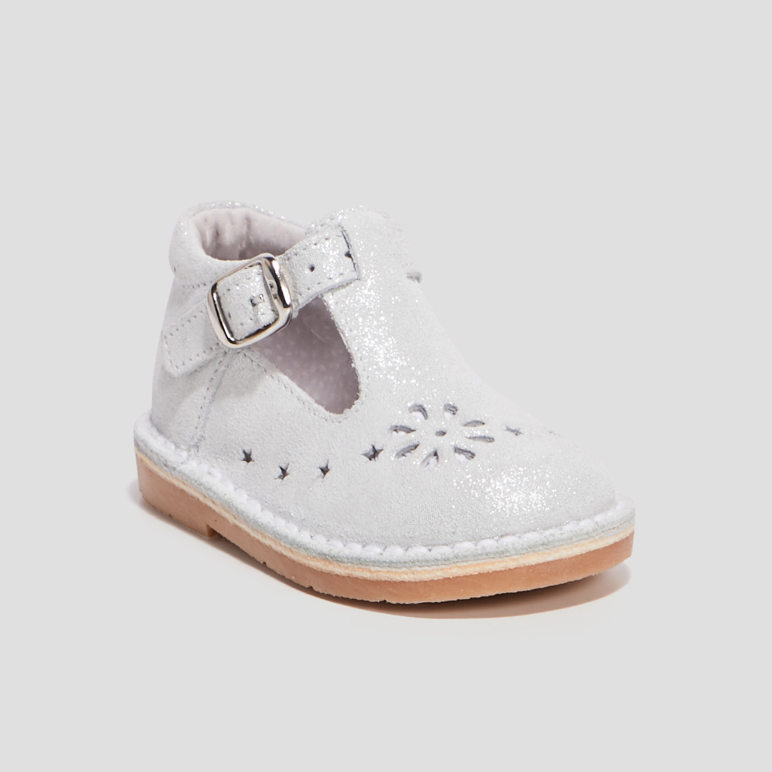 Salomés en cuir blanc bébé fille | La Halle
