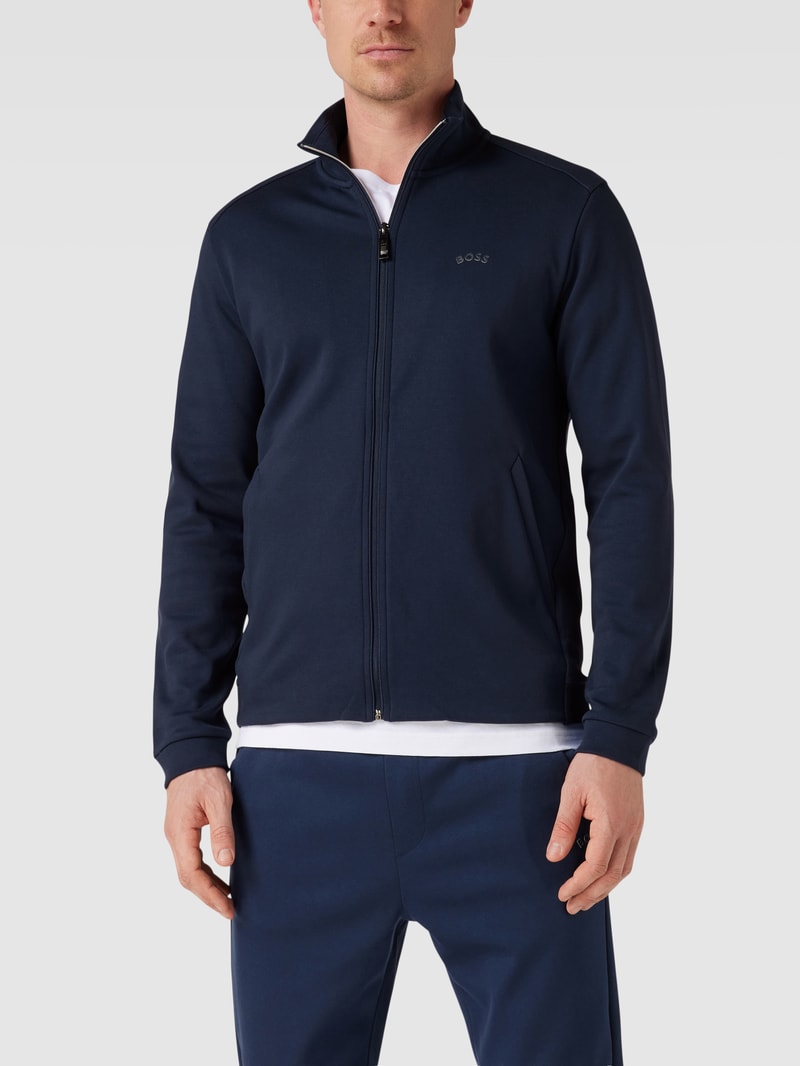 Sweatjacke mit Label-Patch in marineblau