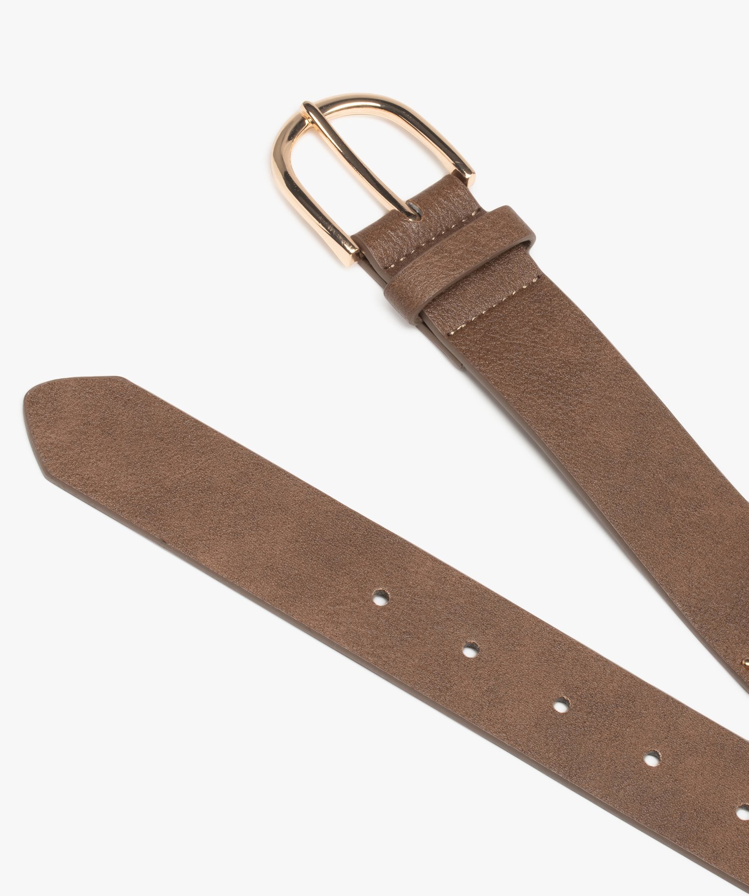Ceinture à clous et illets dorés femme marron | GEMO