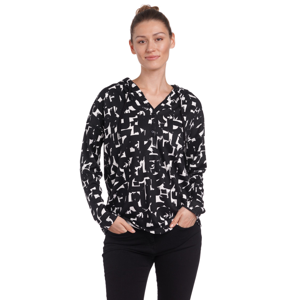 Damen Hoodie mit Knopfleiste