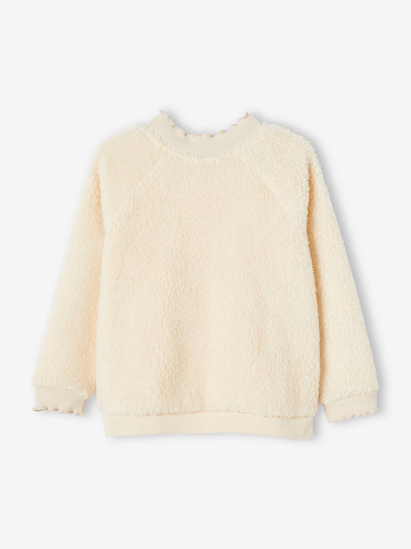 Vertbaudet Mädchen Sweatshirt aus Teddyfleece - beige