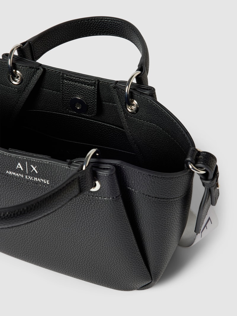 Tote Bag mit Label-Details Modell 'WAVE' in schwarz