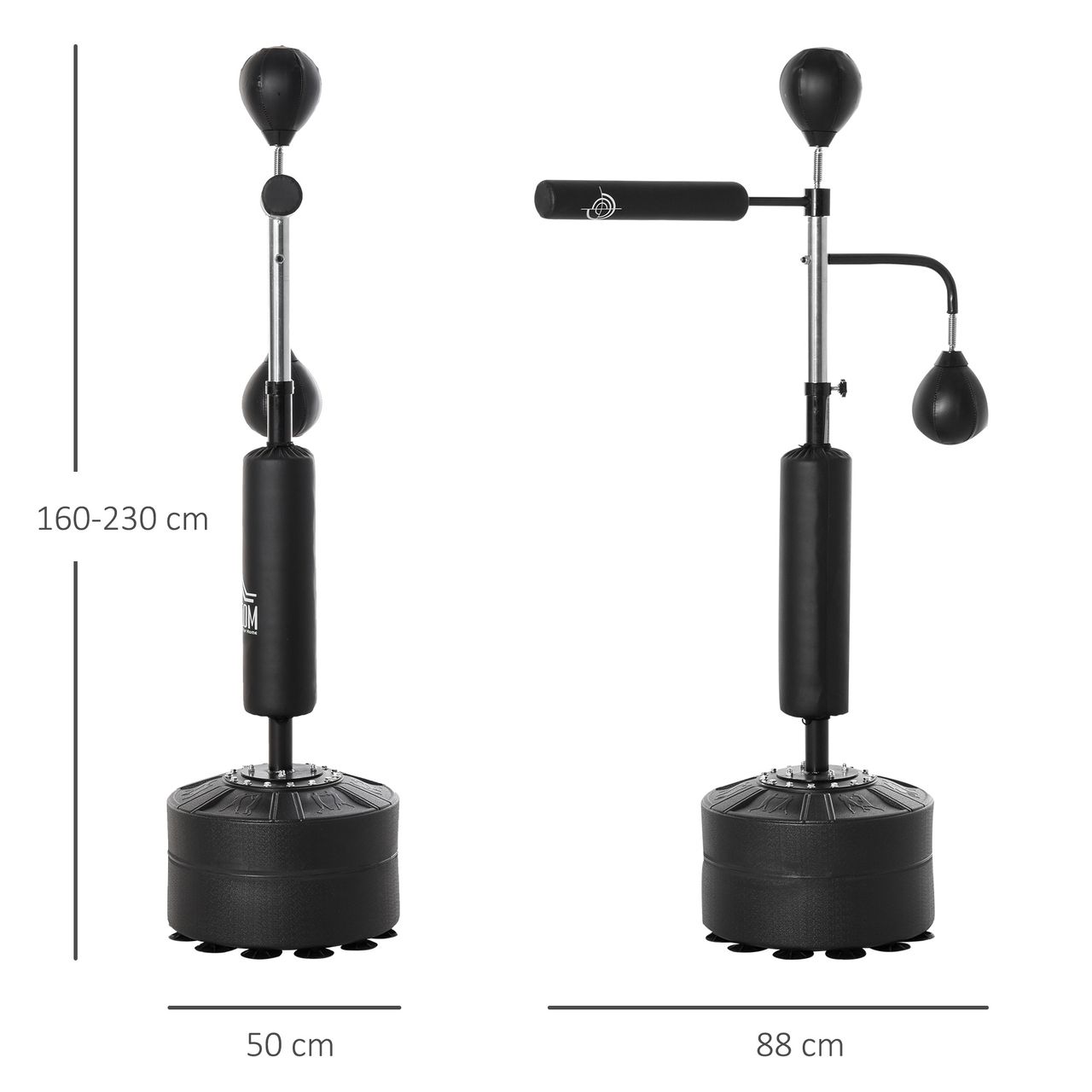 HOMCOM Boxstand Standbox-Trainer mit 2 Speedbällen 360°-Reflexstange 160-230cm höhenverstellbar
