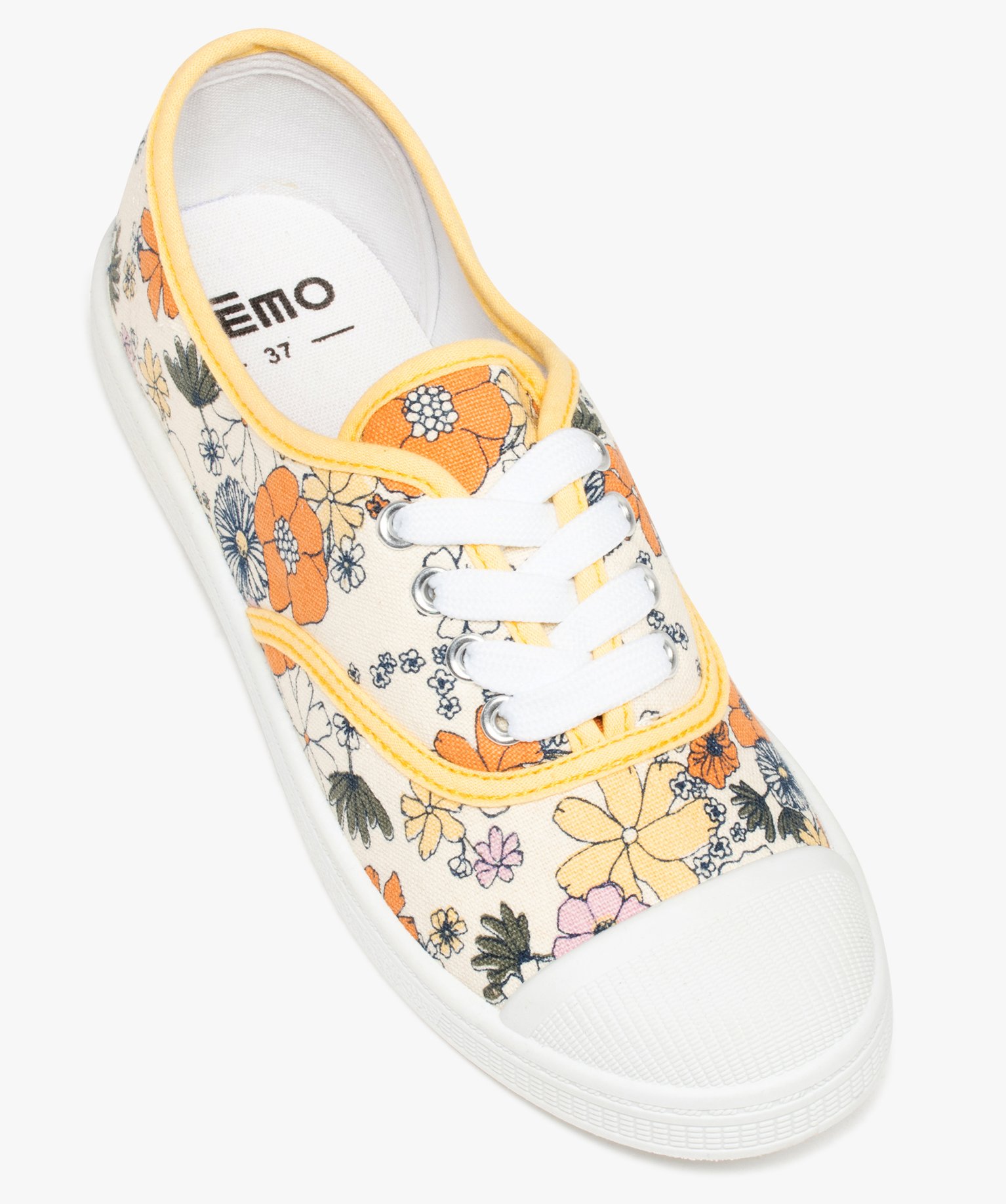 Baskets femme en toile à bout renforcé beige | GEMO