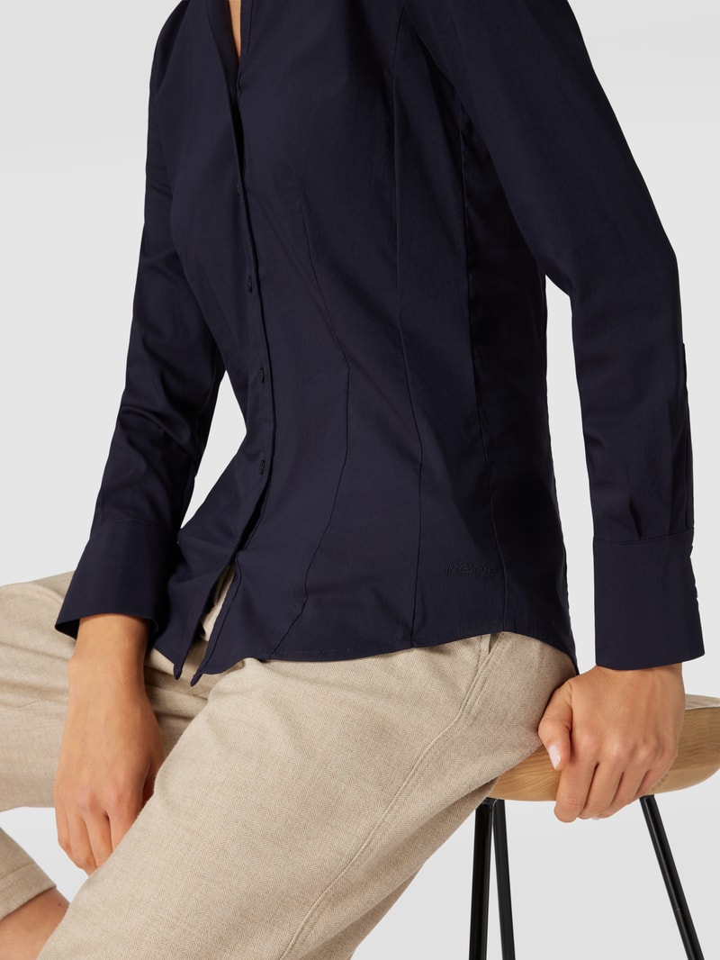 Hemdbluse mit Label-Stitching in marineblau