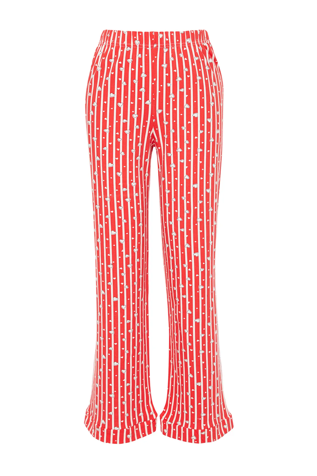 Trendyol Collection  Rote Pyjamahose aus gestreiftem Baumwollstrick THMSS23PJ00002