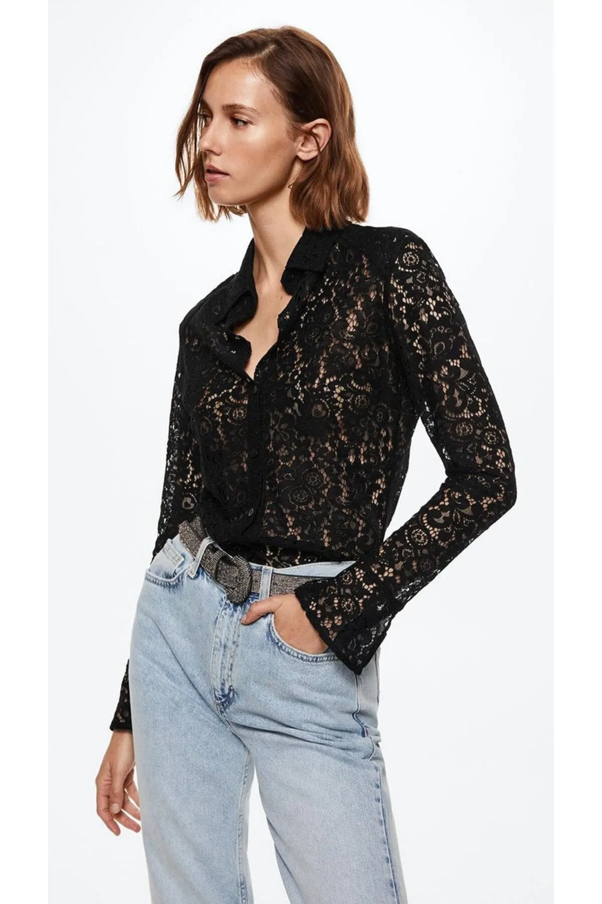 MANGO  Hemd - Schwarz - Regular Fit