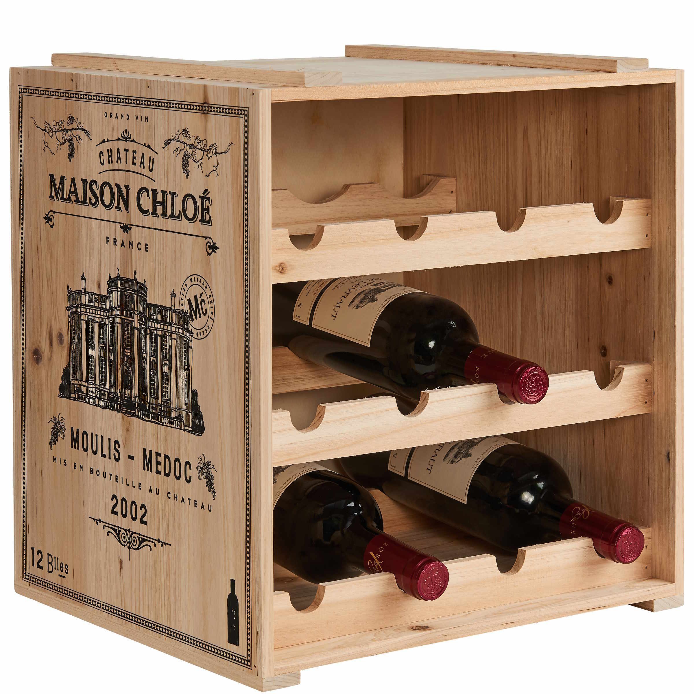 BUTLERS Weinregal VINOTHEK Weinregal, Weinkiste aus Tannenholz in Natur- Flaschenregal