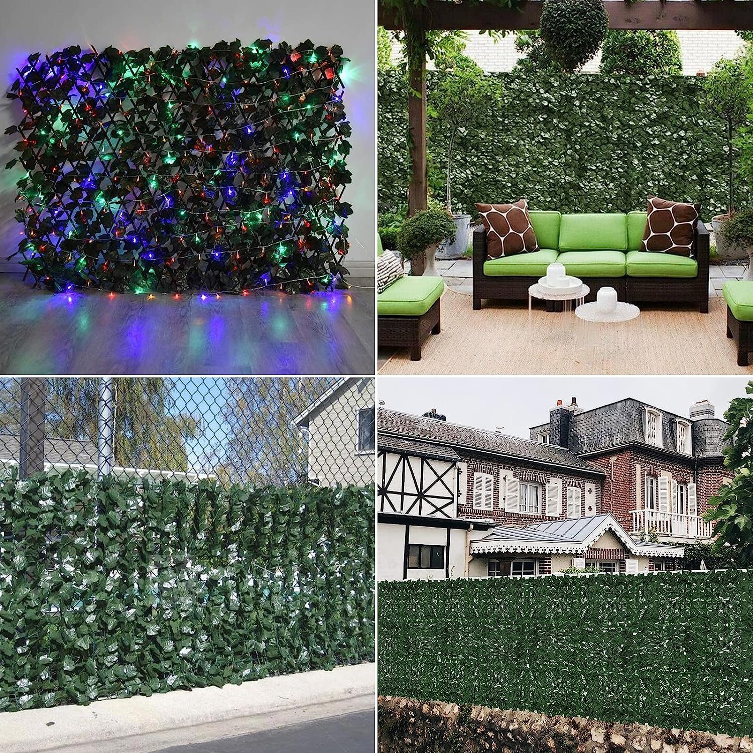 BlingBin Balkonsichtschutz 300x100cm Blätter Zaun Grün Sichtschutz Windschutz Zaun Garten Balkon Künstlicher dekorativer Zaun