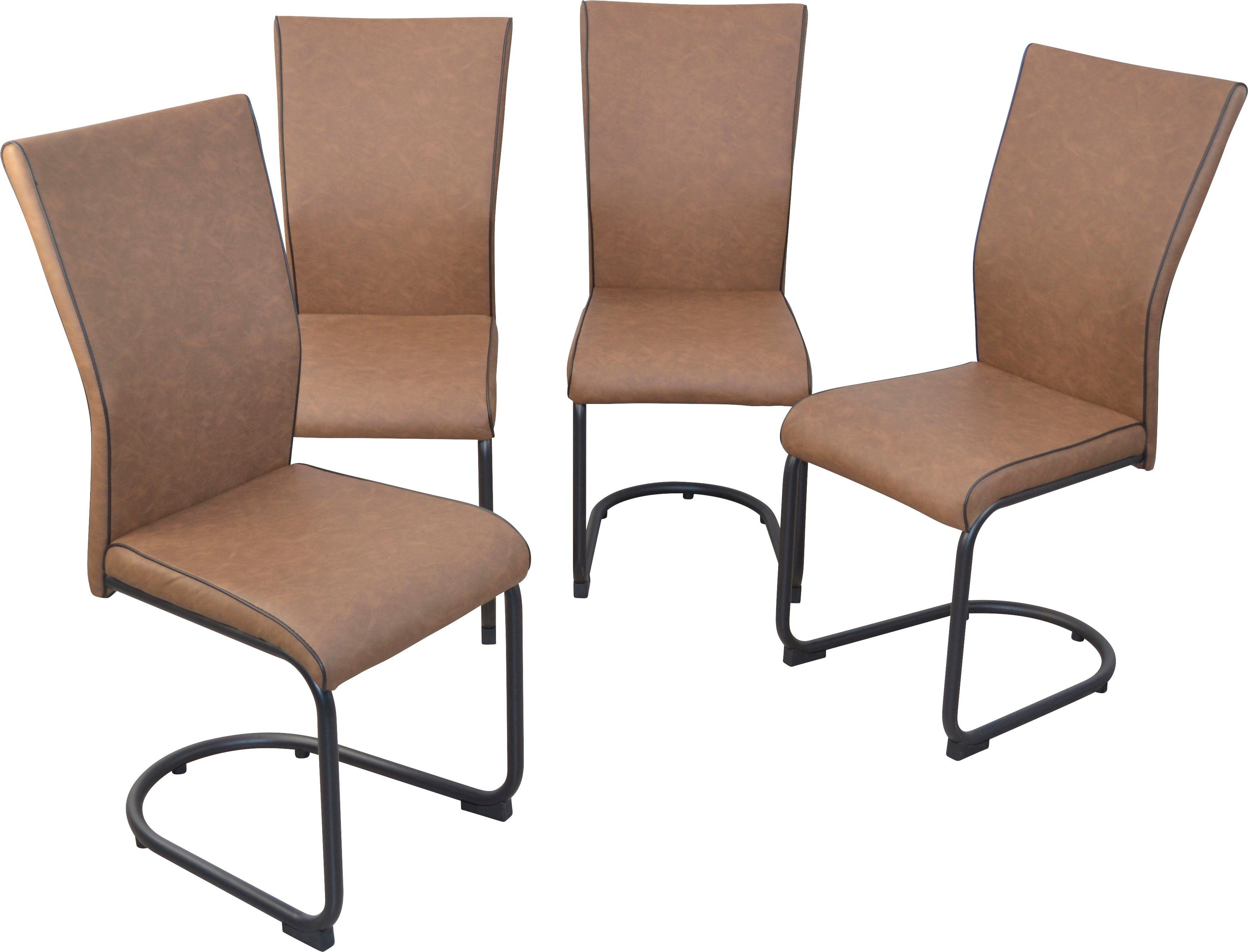 Home affaire Freischwinger Hunter (Spar-Set, 4 St), Gestell aus Stahlrohr, Sitz und Rücken schaumstoffgepolstert