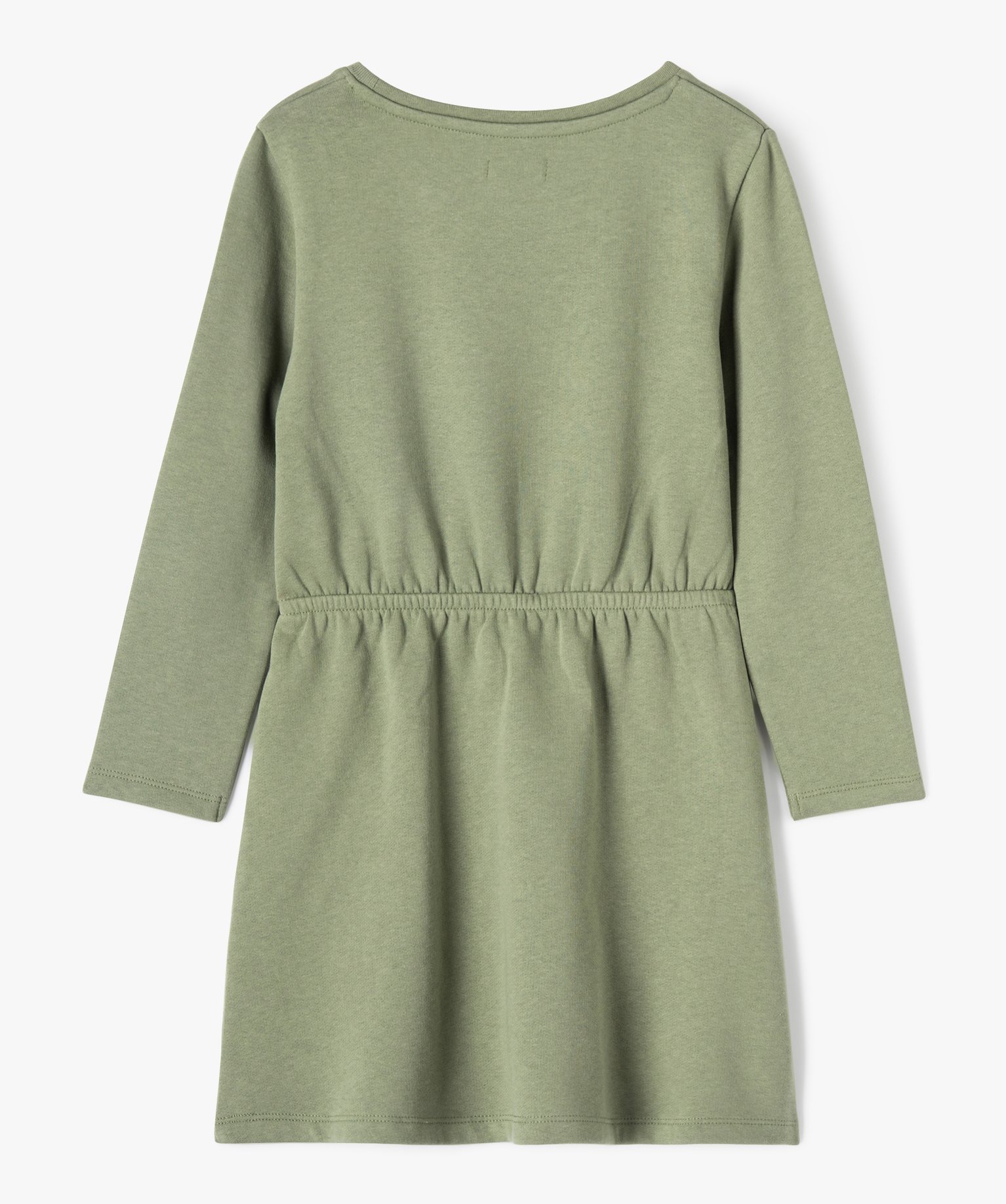 Robe sweat à manches longues avec motif pailleté fille vert | GEMO