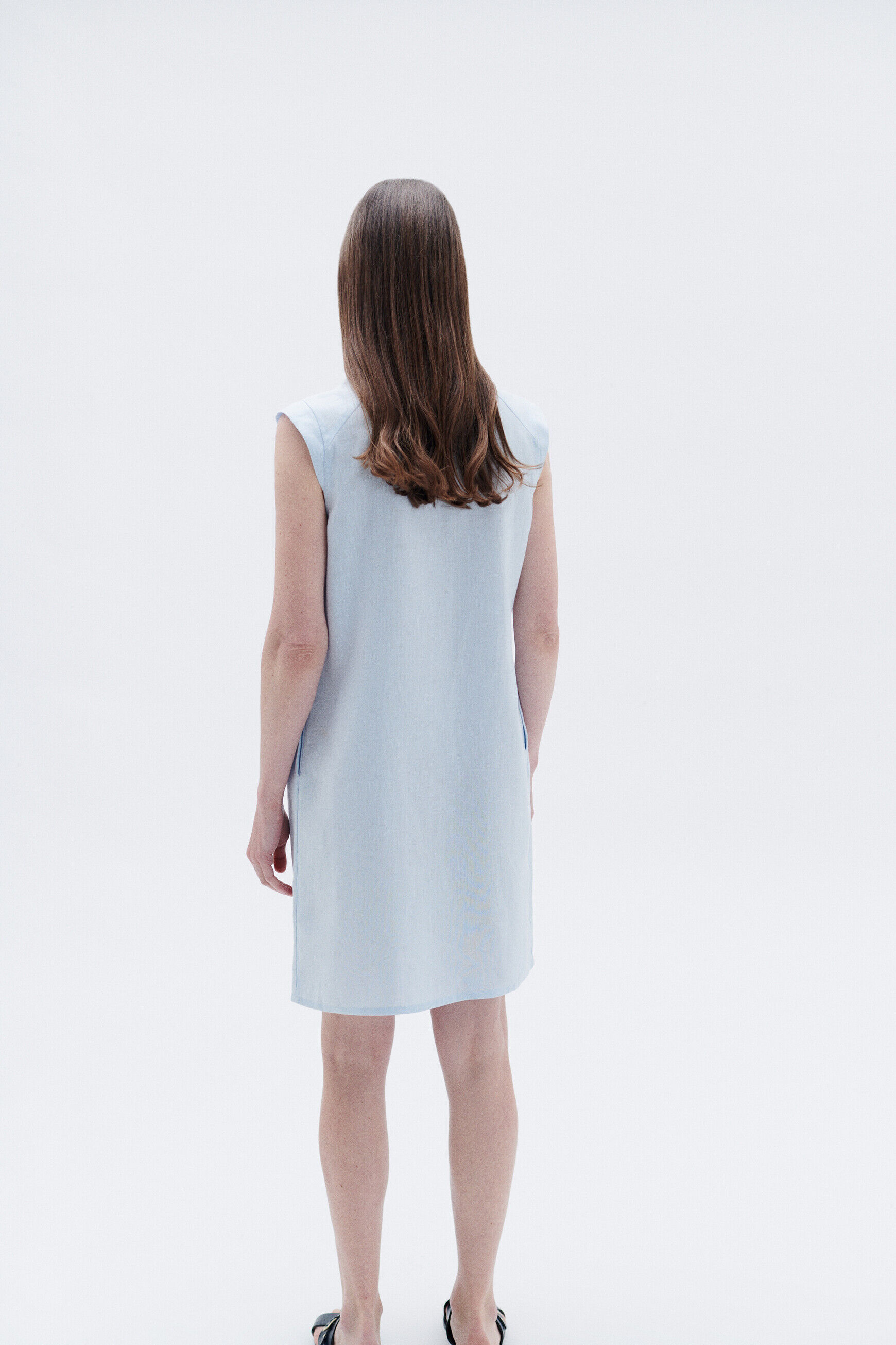robe pamela 100% lin bleu ciel femme
