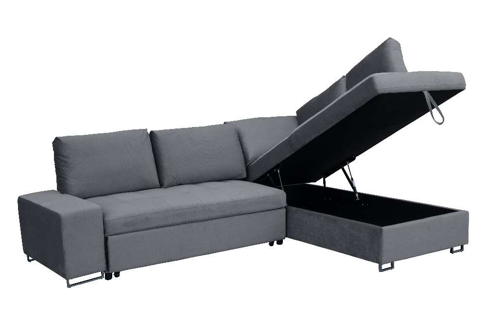 Happy Home Ecksofa mit Stauraum und Bettfunktion mit Samtbezug HSP113-DGR anthrazit