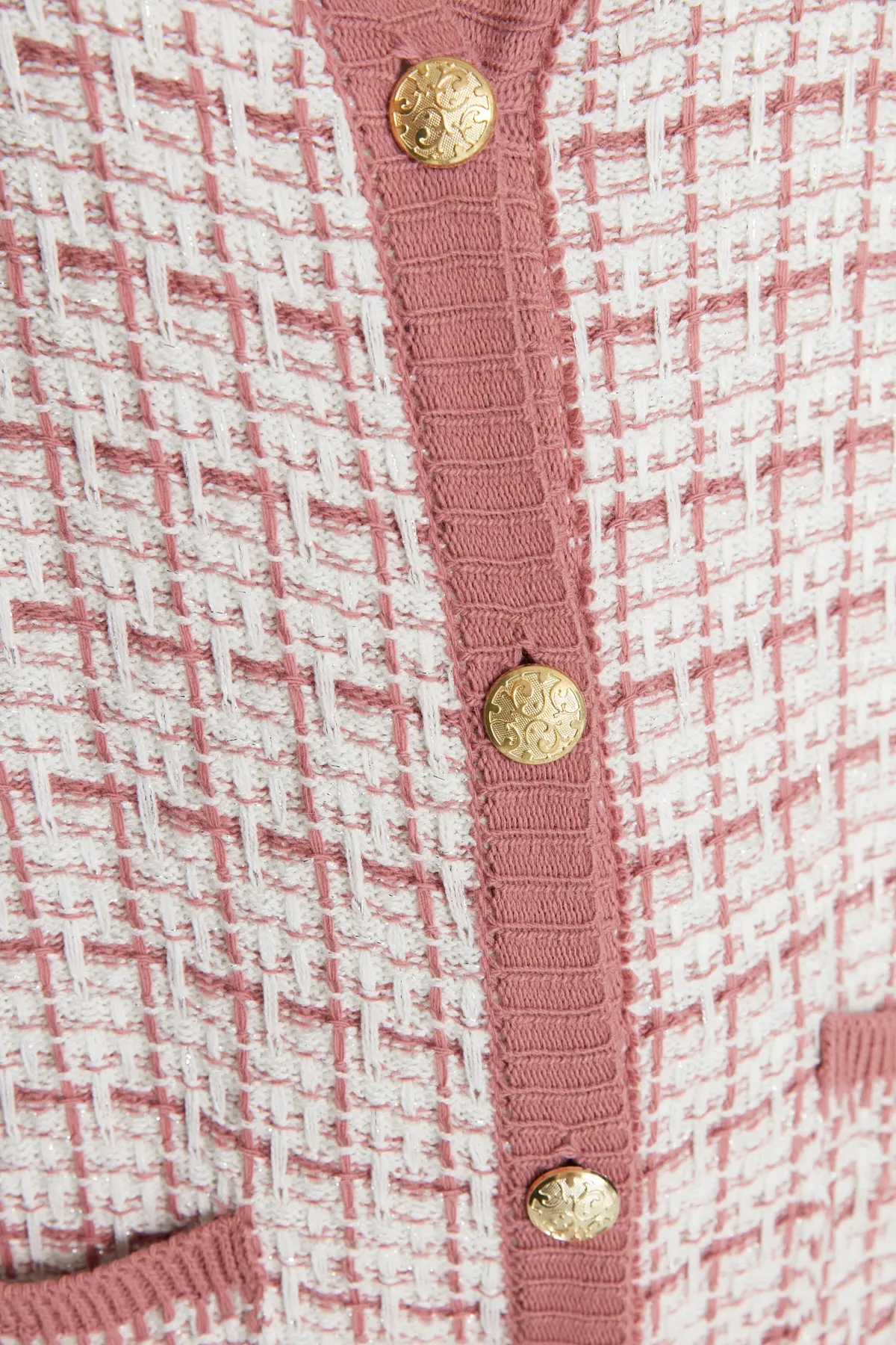 Trendyol Collection  Dusty Rose Wide Fit Glitzer-Strickjacke im Tweed-Look TWOAW21HI0250