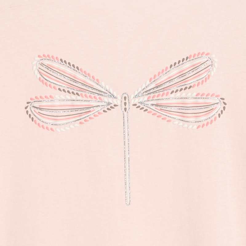 T-shirt à motif pailleté libellule rose fille
