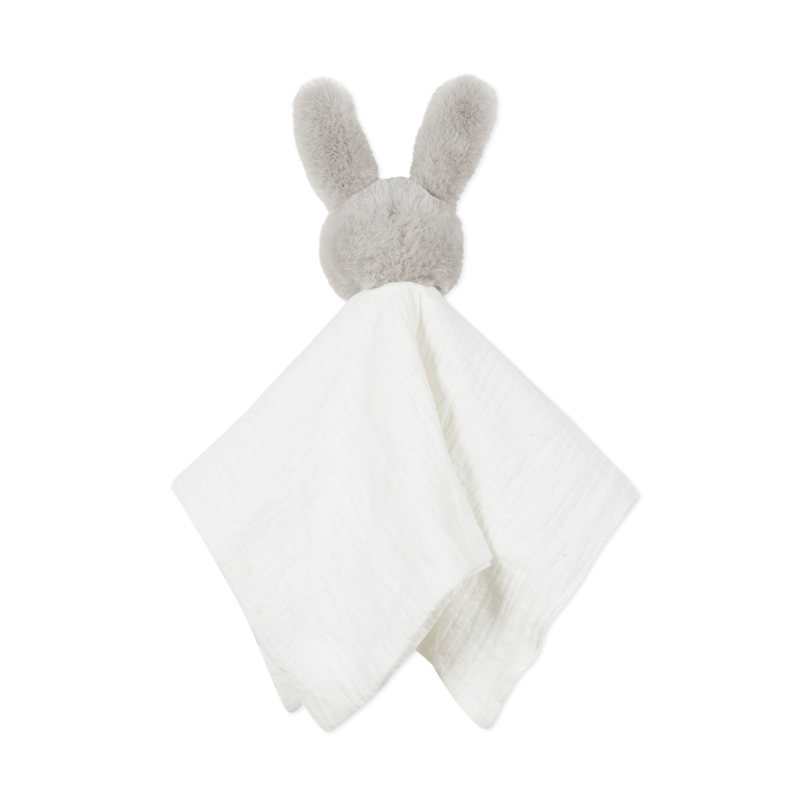 Doudou lapin en fausse fourrure et matière lange mixte Absorba