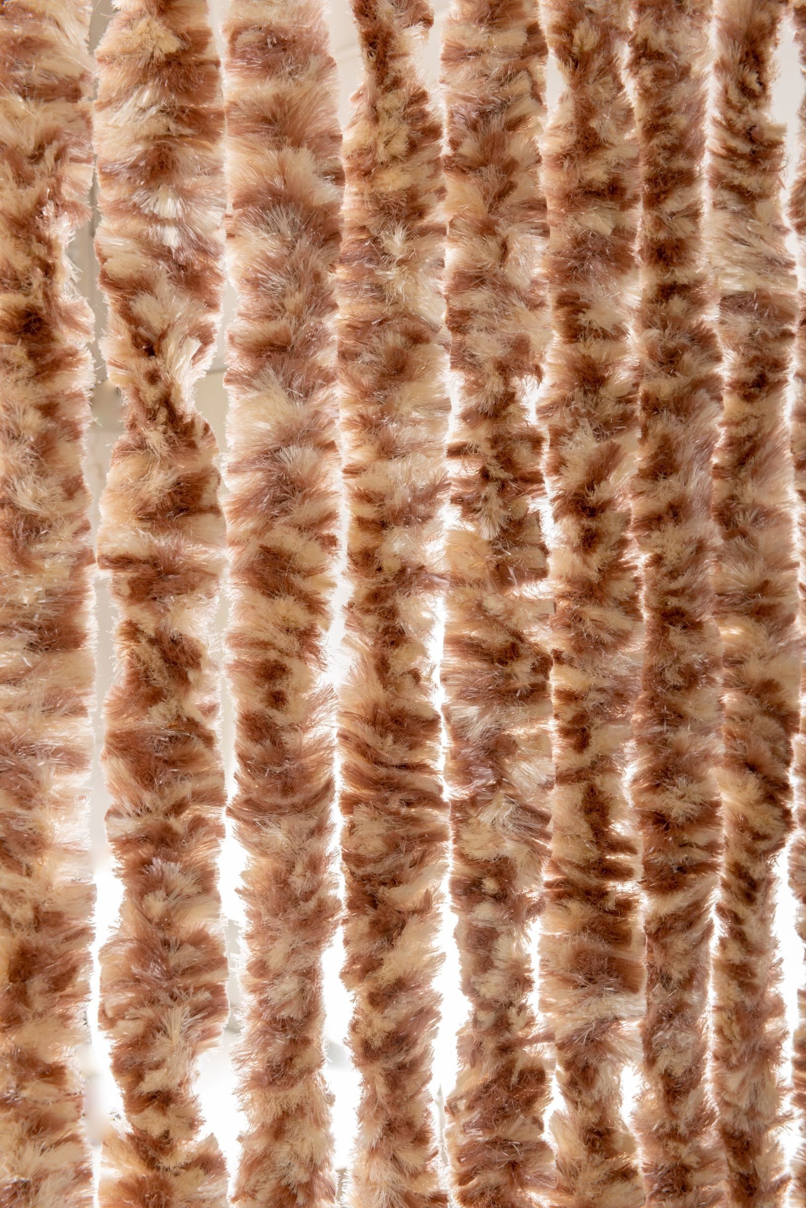 Defactoshop Insektenschutz-Vorhang Defacto Türvorhang Fadenvorhang Flauschvorhang PVC Transparent Vorhang Fliegenschutz Streifen Brauen/Beige MIX, BxH 100x200cm,100x220cm 90x200cm