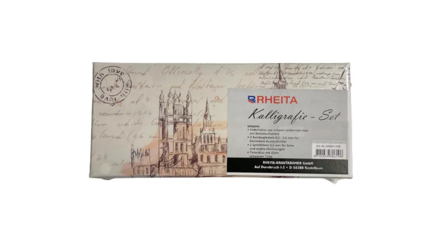 RHEITA Federhalter mit 6 Federn +1 Tintenfass in Geschenkverpackung