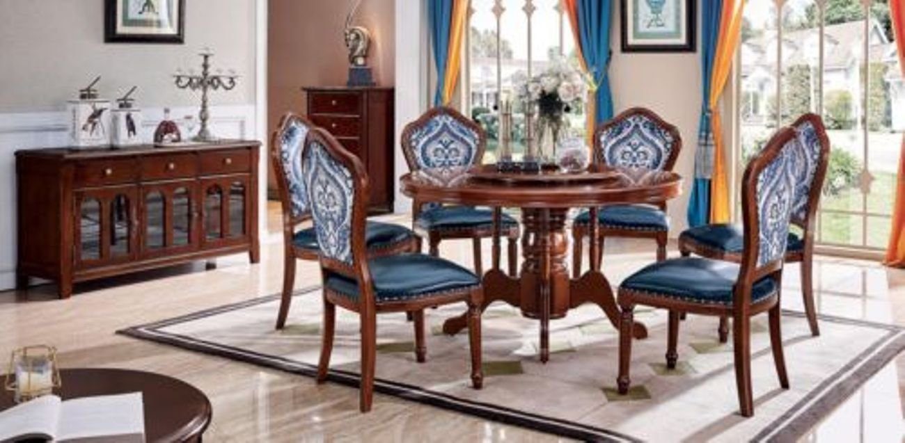 JVmoebel Esszimmer-Set, Essgarnitur Essgruppe + 6x Stühle Lehnstühle Esszimmer Gruppen
